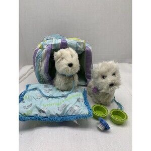 American Girl Doll Coconut Dogs Plush Pet Doghouse Bowls Leash Dog Bed Brush